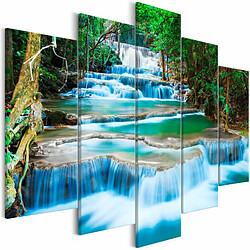 Paris Prix Tableau Waterfall in Kanchanaburi 5 Panneaux Wide 100x225cm 