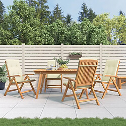 Maison Chic Lot de 4 Chaises de jardin inclinables,Fauteuil d'extérieur bois massif teck -MN31115