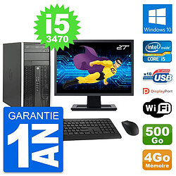 PC Tour HP Pro 6300 CMT Ecran 27" i5-3470 RAM 4Go Disque 500Go Windows 10 Wifi · Occasion 