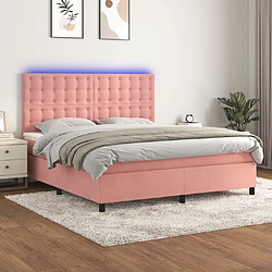 Maison Chic Lit adulte- Lit + matelas + LED,Sommier à lattes de lit matelas et LED Rose 180x200 cm Velours -GKD88444