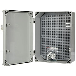 UNI-1 PLASTIC ENCLOSURE NT 400X300X160 SOLID DOOR WITH PERFORATED PLATE IP65 GREY