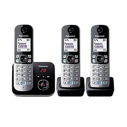 Téléphone sans fil trio dect avec répondeur noir/argent - kxtg6823frb - PANASONIC