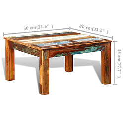 vidaXL Table basse carrée Bois de récupération pas cher