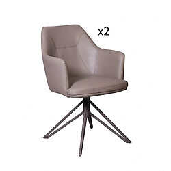 Inside 75 Lot de 2 chaise design CROSSWAY GREY pivotant à 180° assise simili cuir taupe 