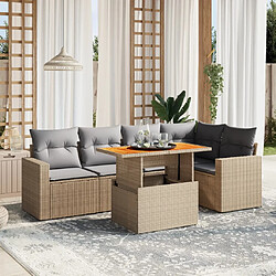 vidaXL Salon de jardin avec coussins 6 pcs beige résine tressée 