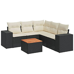 vidaXL Salon de jardin 6 pcs avec coussins noir résine tressée