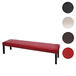 Mendler Banquette Banc M37 similicuir ~ 180x43x49 cm rouge brillant, pieds foncés