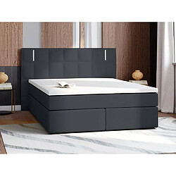 Vente-Unique Ensemble complet boxspring tête de lit avec leds + sommiers + matelas + surmatelas - 160 x 200 cm - Simili - Anthracite - BILBAO de YSMÉE