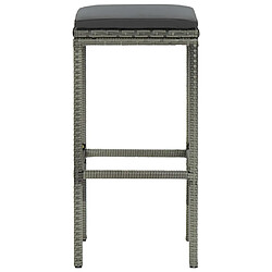 Acheter vidaXL Tabourets de bar avec coussins lot de 2 gris résine tressée