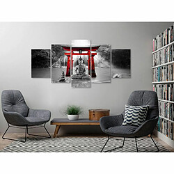 Paris Prix Tableau Imprimé 5 Panneaux Buddha Smile Wide Red 100 x 200 cm