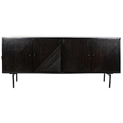 Pegane Buffet meuble de rangement en bois de manguier et métal noir - Longueur 177 x Hauteur 77.5 x Profondeur 45 cm