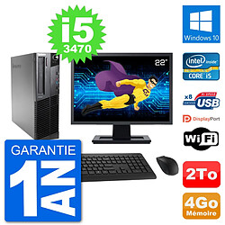 PC Lenovo M92p SFF Ecran 22" Intel i5-3470 RAM 4Go Disque 2To Windows 10 Wifi · Occasion 