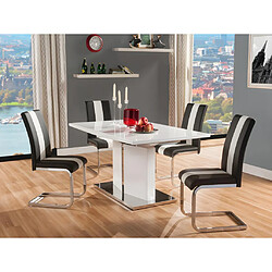 Vente-Unique Ensemble table + 4 chaises - Blanc et Noir - TRINITY