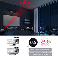 Avis Universal Réveil à miroir LED Température Thermomètre Service d'assistance Heure et date Affichage Projecteur Calendrier Chargeur USB Tableau Horloge numérique LED | Radio(Le noir)