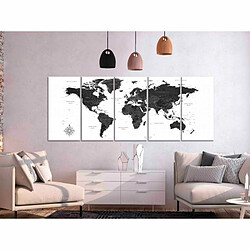 Paris Prix Tableau 5 Panneaux Black & White Map Narrow 80 x 200 cm