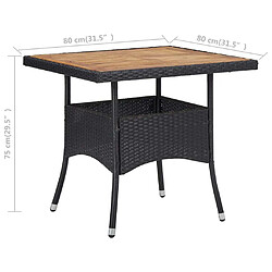 Acheter vidaXL Table d'extérieur Noir Résine tressée et bois d'acacia solide