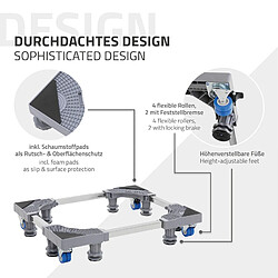 Ecd Germany ML-Design Base Réglable, Mobile pour Machine à Laver, avec 8 Pieds et 4 Roulettes, Largeur 43-66cm, Hauteur 10-13cm, Charge 350 kg, Socle Antidérapant, Support pour Lave-Ligne, Réfrigérateur, Séchoir pas cher