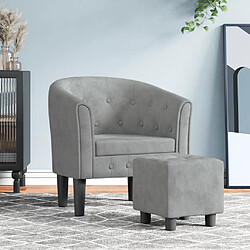 Maison Chic Fauteuil cabriolet et repose-pieds,Fauteuil luxe pour relax gris clair velours -MN89457