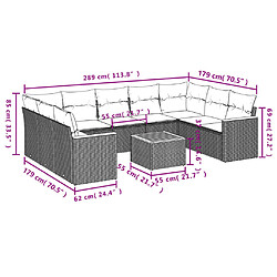 Avis vidaXL Salon de jardin 10 pcs avec coussins noir résine tressée