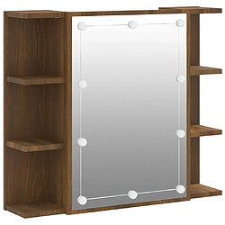 Helloshop26 Armoire à miroir avec led chêne 70 x 16,5 x 60 cm marron 02_0006666