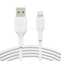 Belkin Câble de Charge Rapide et Synchronisation de donnée USB-A vers Lightning MFI 2M Blanc