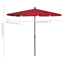 vidaXL Parasol de jardin avec mât 210x140 cm Rouge bordeaux pas cher