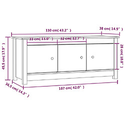 vidaXL Armoire à chaussures 110x38x45,5 cm Bois de pin massif pas cher