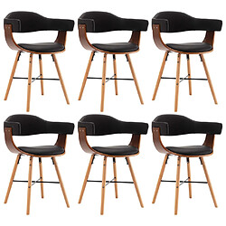 vidaXL Chaises à manger lot de 6 noir similicuir et bois courbé 