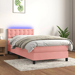 vidaXL Sommier à lattes de lit avec matelas et LED Rose 90x190 cm 