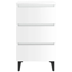 Avis vidaXL Table de chevet avec pieds en métal blanc brillant 40x35x69 cm