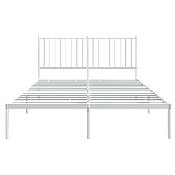 Acheter vidaXL Cadre de lit métal sans matelas et tête de lit blanc 140x190 cm