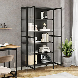 Avis Maison Chic Buffet,Meuble de Rangement,commode pour salon,Cuisine noir 85x40x180 cm verre et acier -MN48353