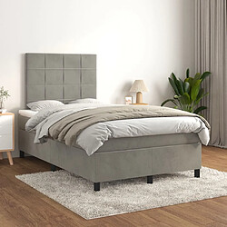 vidaXL Sommier à lattes de lit et matelas Gris clair 120x200cm Velours 