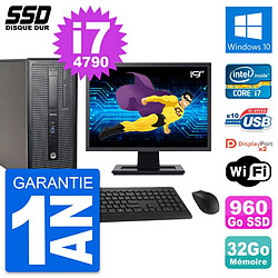 PC Tour HP EliteDesk 800 G1 Ecran 19" i7-4790 RAM 32Go SSD 960Go Windows 10 Wifi · Occasion 