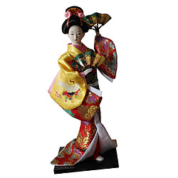 12 pouces Vintage Kimono Japonais Geisha Poupée Figure Jaune Vêtements Décor À La Maison Poupée Kimono Japonaise Vintage