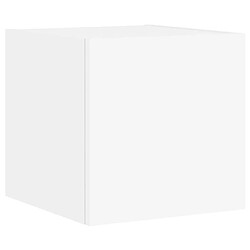 Avis Maison Chic Meuble TV mural, Banc TV avec lumières LED pour salon, Meuble de rangement blanc 30,5x35x30 cm -GKD97673