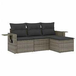 vidaXL Salon de jardin 4 pcs avec coussins gris résine tressée