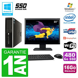 PC HP Compaq 8100 SFF Ecran 22" G6950 RAM 16Go SSD 480Go Graveur DVD Wifi W7 · Occasion 