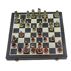 Acheter Kit D'échecs En Métal D'échiquier En Cuir Pliant de 30 Cm, Ensemble D'échecs élégant de Pièces D'échecs, Rangement Intégré