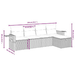 Avis vidaXL Salon de jardin avec coussins 5 pcs marron résine tressée