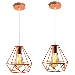 Stoex Lot de 2 Moderne Suspension Luminaire E27 en forme Cage Diamant Lustre Industrie Lot de 2 Moderne Suspension Luminaire E27 en forme Cage Diamant Lustre Industriel pour Salon Chambre et Restaurant Salle à Manger