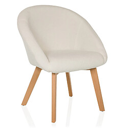 Chaise visiteur / Chaise de salle à manger SCANDI TED tissu blanc hjh LIVING