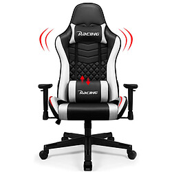 Lexzurn Chaise Gaming 170° Inclinable Assise de 56CM, Appui-Tete, Coussin Lombaire, Accoudoirs Réglables