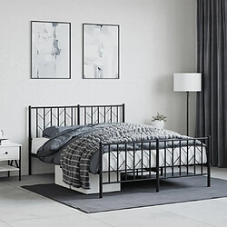 Maison Chic Cadre/structure de lit métal et tête de lit + pied de lit pour adulte - Lit Moderne Chambre noir 135x190 cm -MN82046