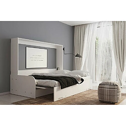 Avis Inside 75 Armoire lit escamotable VERTIGO SOFA structure accoudoirs blanc tissu gris 160*200 cm