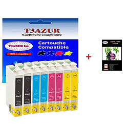 T3Azur 8 cartouches d'encre compatibles 603XL pour Epson XP-2100 +10f PPA6 