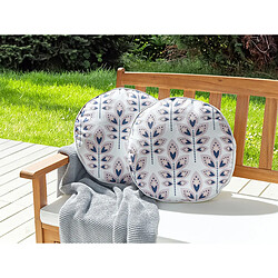 Beliani Lot de 2 coussins d'extérieur à motif de feuilles crème d 40 cm TORRETTA