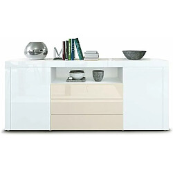 Acheter Mpc Buffet Laqué Blanc Et Crème Avec Éclairage LED 167 X 72 X 35 Cm