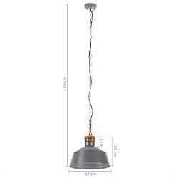 vidaXL Lampe suspendue industrielle 32 cm Gris E27 pas cher