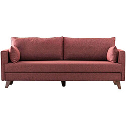 Hanah Home Canapé 3 places convertible en tissu rouge Bella.